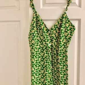 Yellow and green floral pant jumpsuit